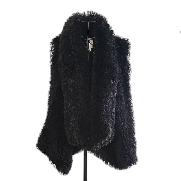 Wynne Collection Women's Plush Teddy Jacket Sz Medium Black Ultra Soft Cozy Glam - Picture 1 of 9